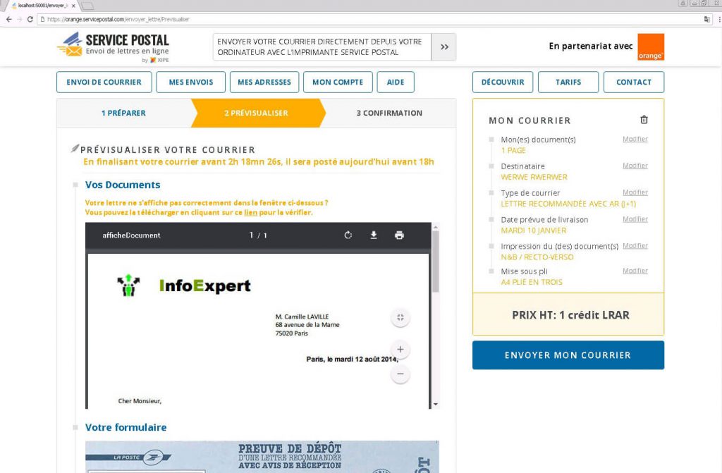 Prévisualiser votre courrier - Service Postal